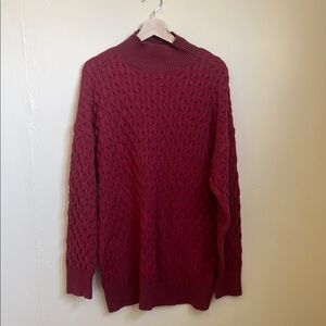 Knox Rose Red Cowl Neck Sweater with Cable Knit Design